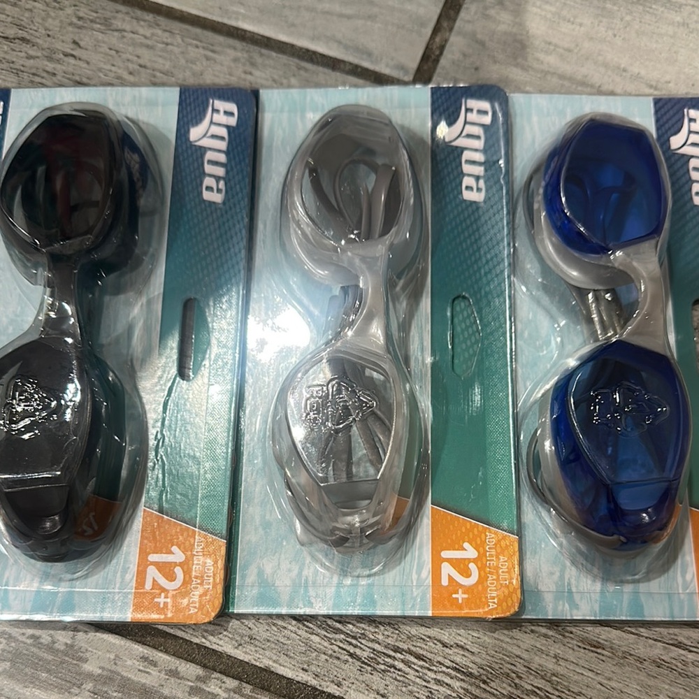 Aqua Triton Swim Goggles  - Black, Silver, or Blue 12+ NEW Latex Free